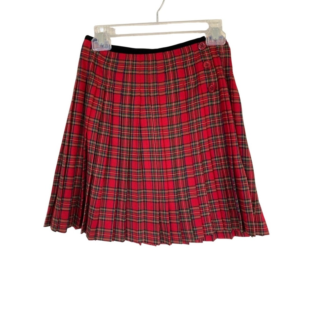 Liz Claiborne Red Plaid Pleated Skirt Size 4 Classic Schoolgirl Kilt Style‎